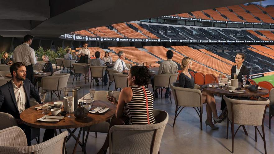 Recreación de una de las futuras zonas premium del Nou Mestalla. | VCF