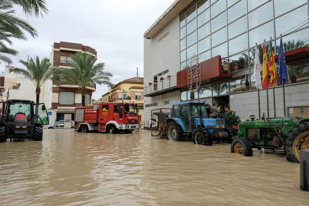 El centro del casco urbano de Dolores inundado en septiembre de 2019
