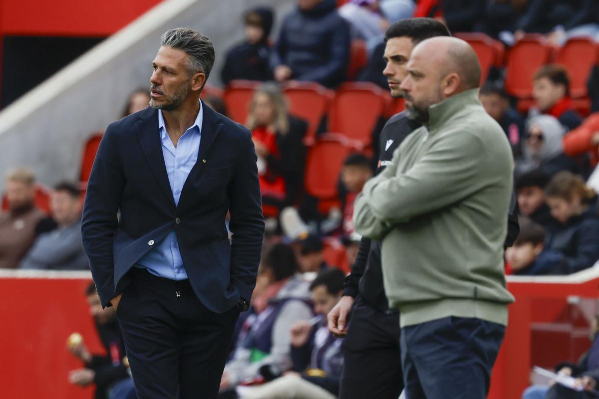 Demichelis y Manolo González, durante el partido de este domingo en Palma de Mallorca.