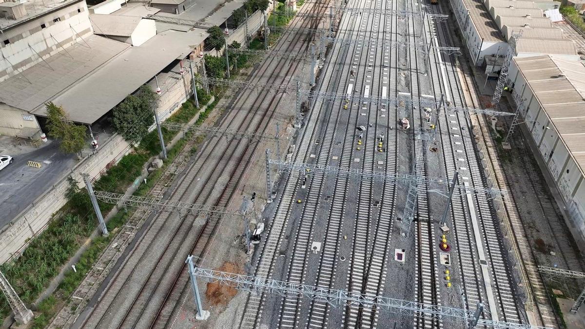 Nuevo esquema de vías en la estación de Montcada-Bifurcació