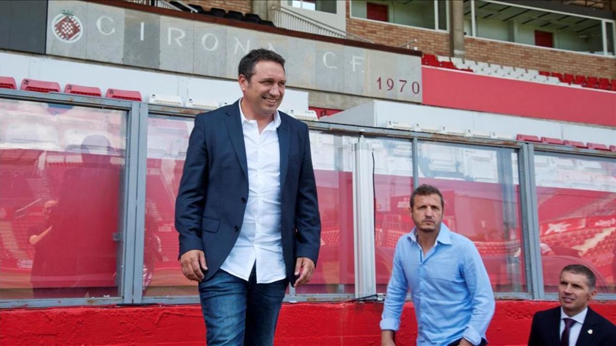 Eusebio durante su presentación como técnico rojiblanco.