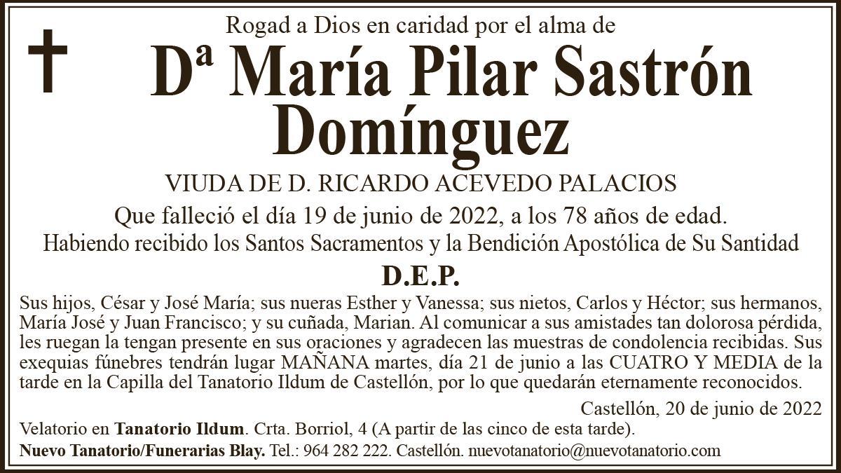 Dª María Pilar Sastrón Domínguez