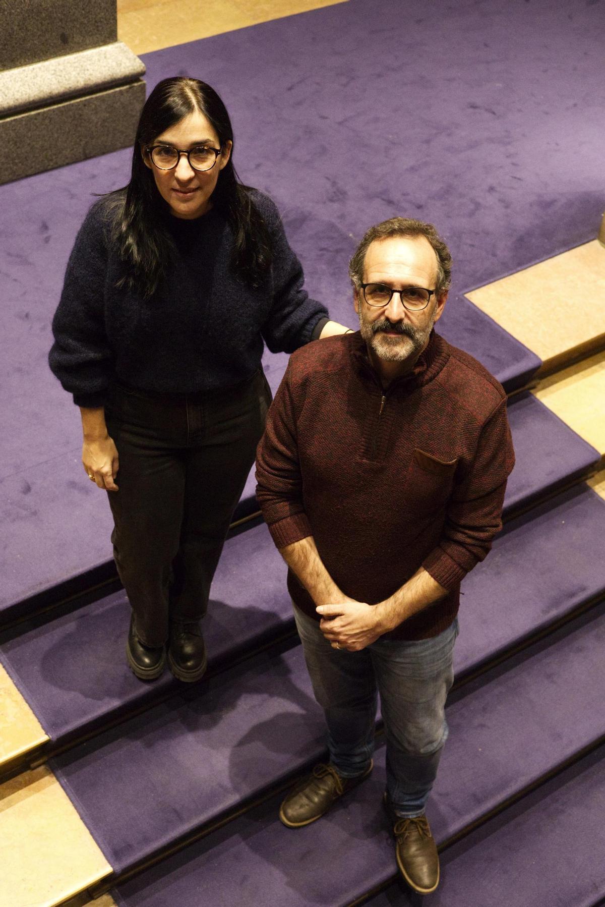 Alauda Ruiz de Azúa y Miguel Garcés en su visita a Zaragoza este viernes.