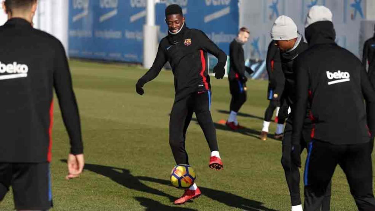 Dembélé fue el protagonista del entrenamiento