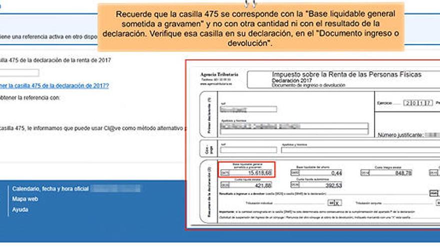 La casilla 505 nos permite obtener la referencia para la Renta.