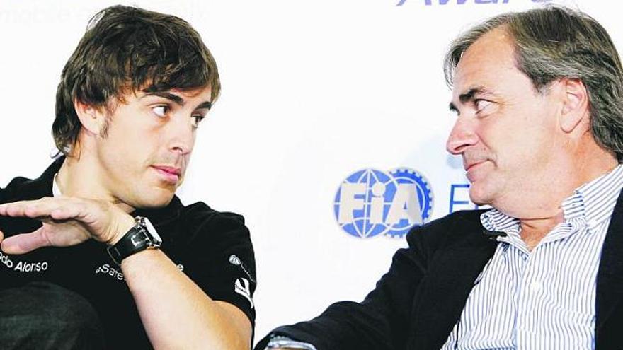 Fernando Alonso y Carlos Sainz, ayer.