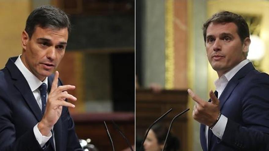 Pedro Sánchez (i), Albert Rivera (d).