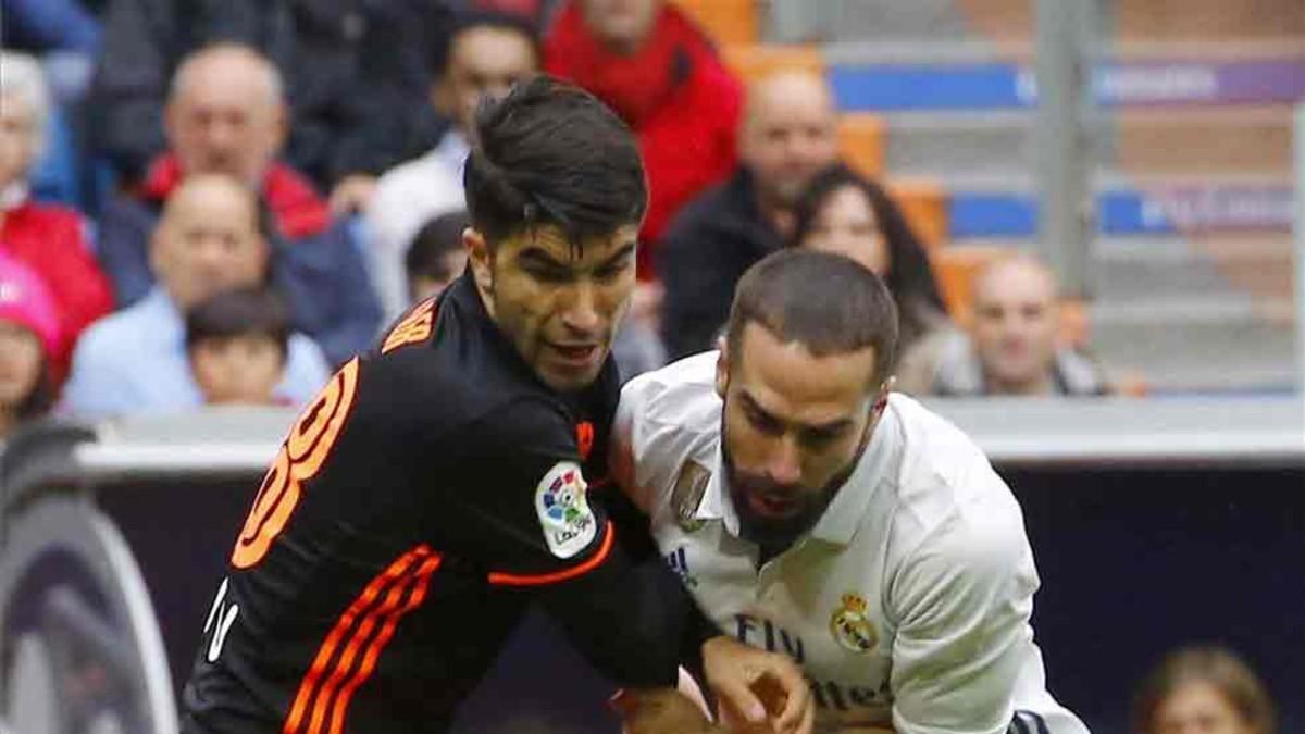 Carvajal, durante el partido ante el Valencia