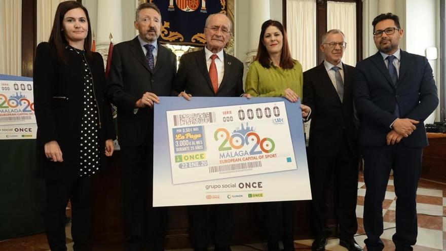 Presentación del cupón de la ONCE del 22 de enero dedicado a la Capitalidad Europea del Deporte de Málaga 2020.