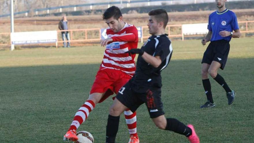 Noel, autor del 1-0, recorta sobre un defensor del Béjar.