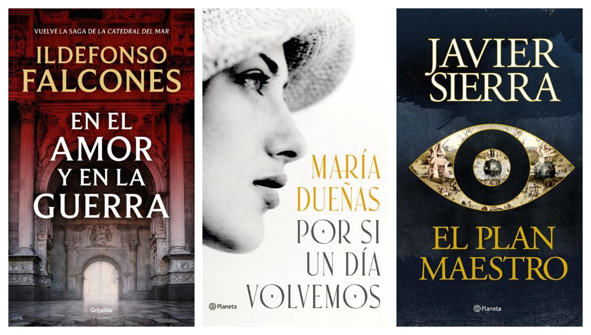 'En el amor y en la guerra', de Falcones; 'Por si un día volvemos', de Dueñas; y 'El plan maestro', de Sierra