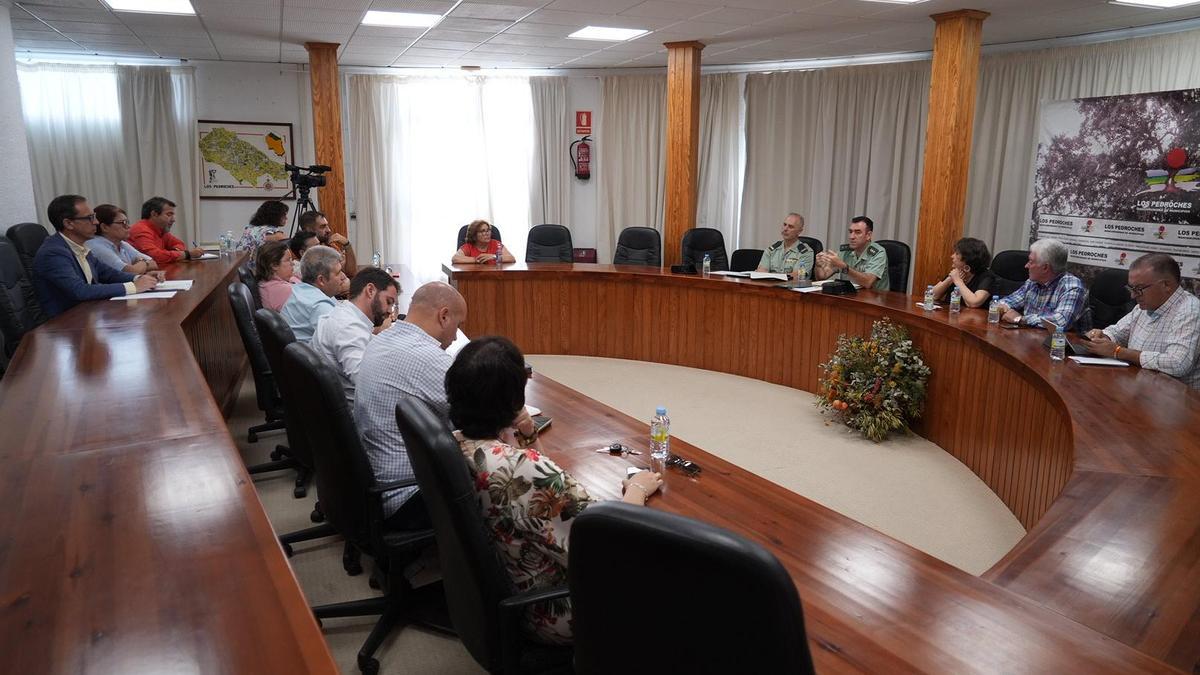 Un momento de la reunión de la Subdelegación y la Guardia Civil con los alcaldes de Los Pedroches.