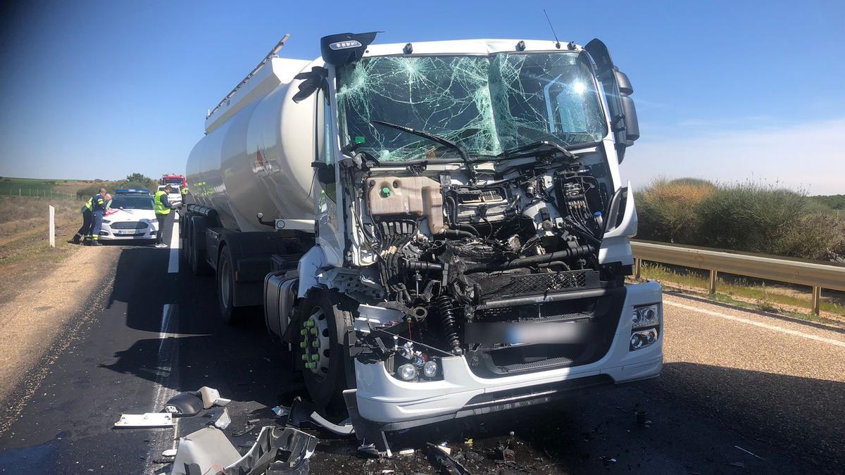 Estado del camión después del accidente.