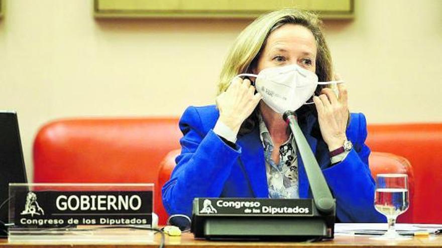 La vicepresidenta de Asuntos Económicos, Nadia Calviño, en el Congreso la semana pasada.