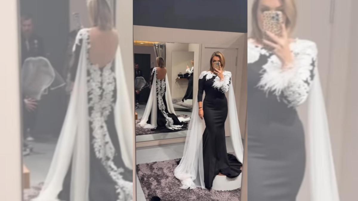 Marta Riesco probándose vestidos en una tienda de novias