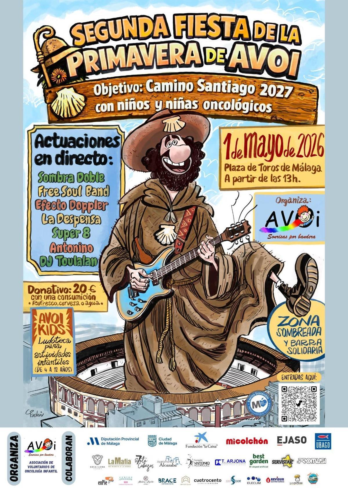 Detalle del cartel anunciador de la fiesta de AVOI en La Malagueta.
