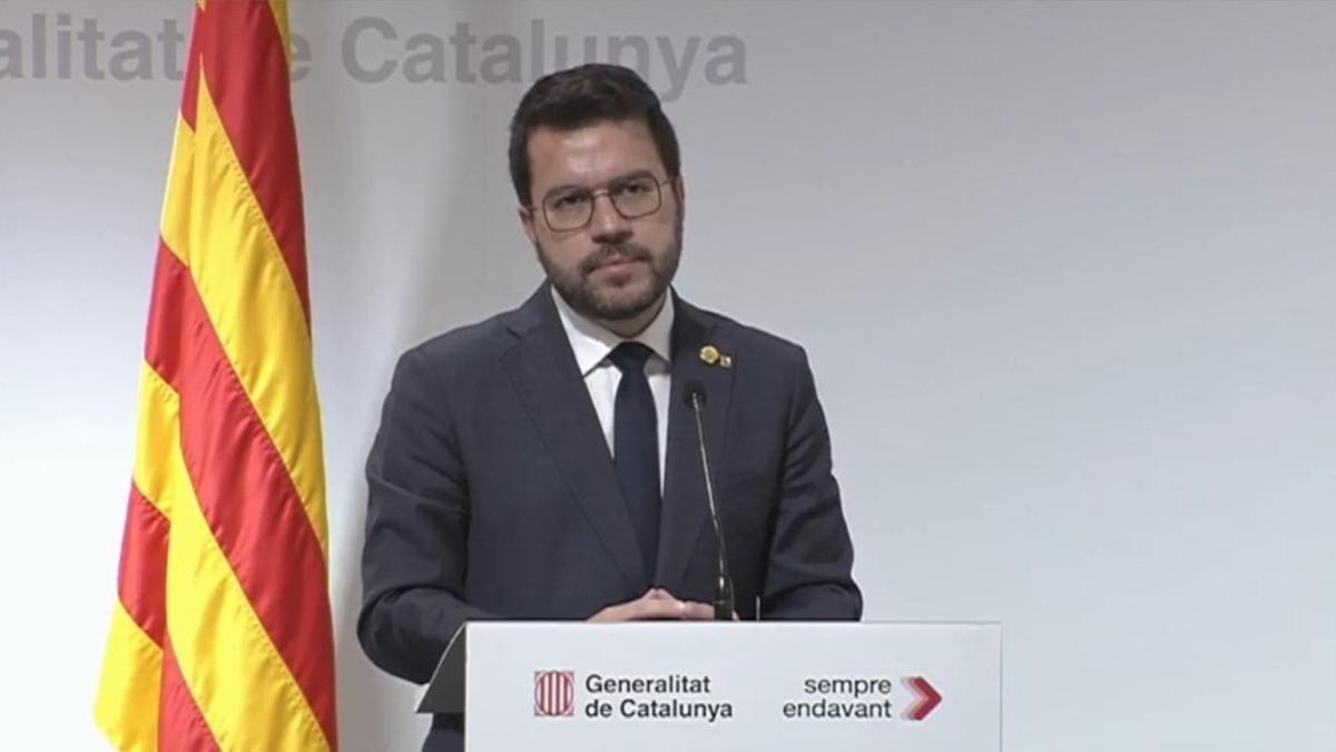 El presidente de la Generalitat, Pere Aragonès, en el acto homenaje a Francesc Vendrell en el Palau de la Generalitat, a 20 de noviembre de 2023