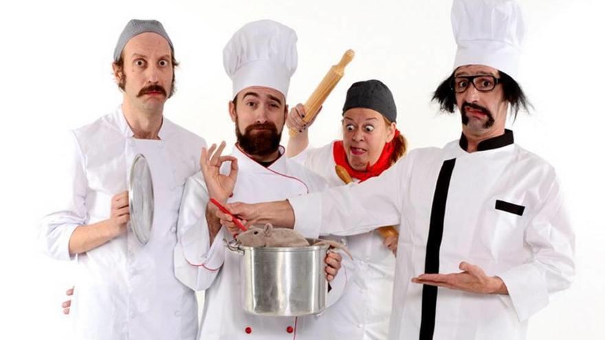 Los actores de Chefs, una comedia de Yllana Teatro.