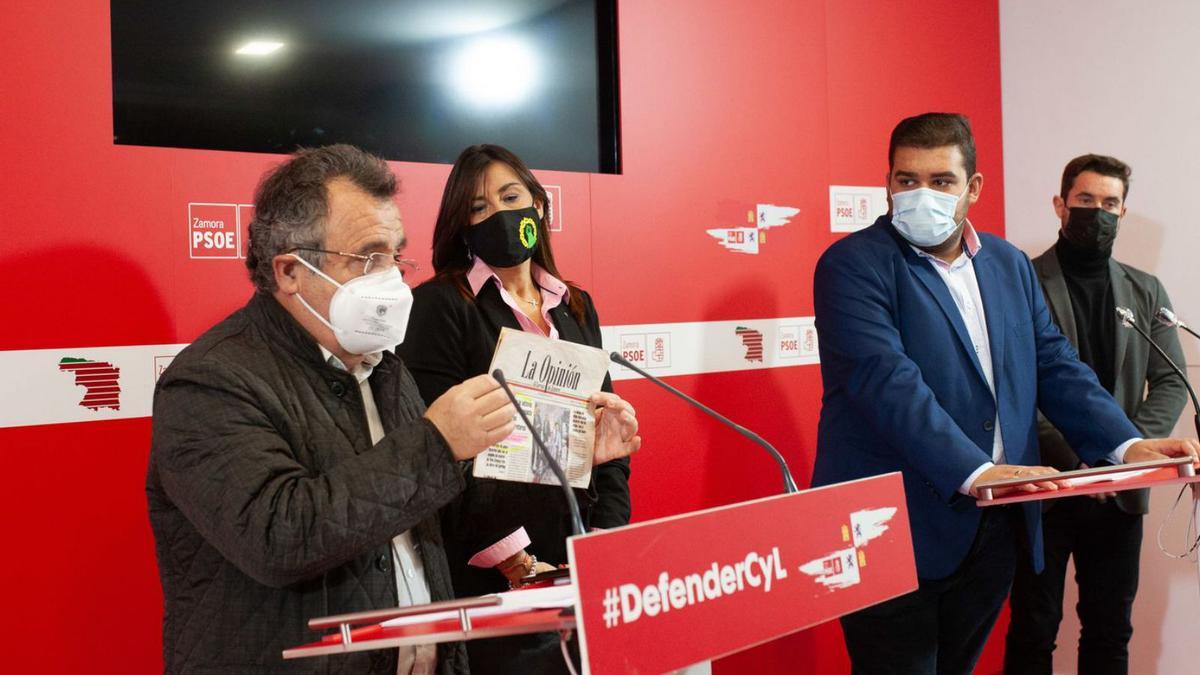 Martín Benito, Sánchez, Fernández y Fagúndez, durante la rueda de prensa de este martes. |