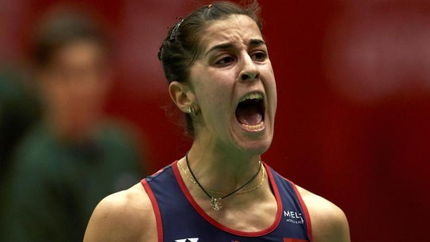 Una imagen de Carolina Marin durante los cuartos de final.