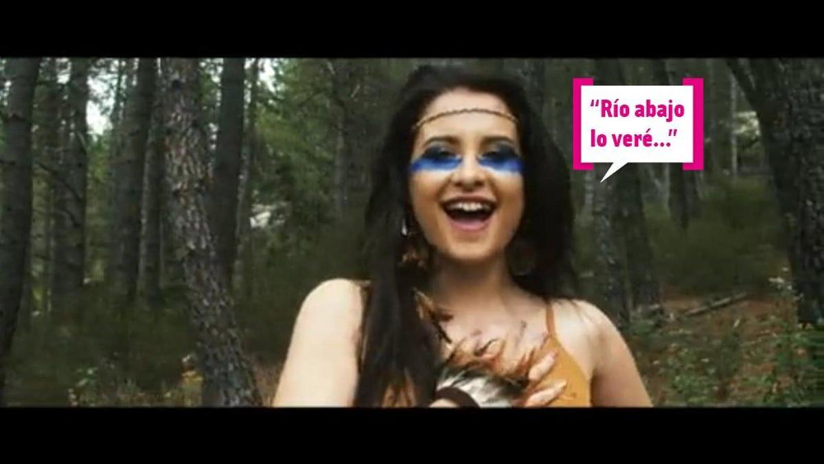 Thalía en su videoclip, al estilo Pocahontas