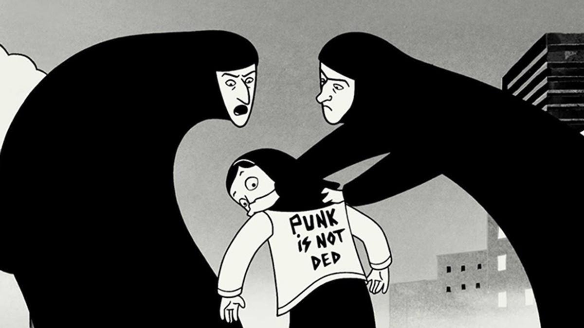 Ilustración de «Persépolis», da iraní Marjane Satrapi