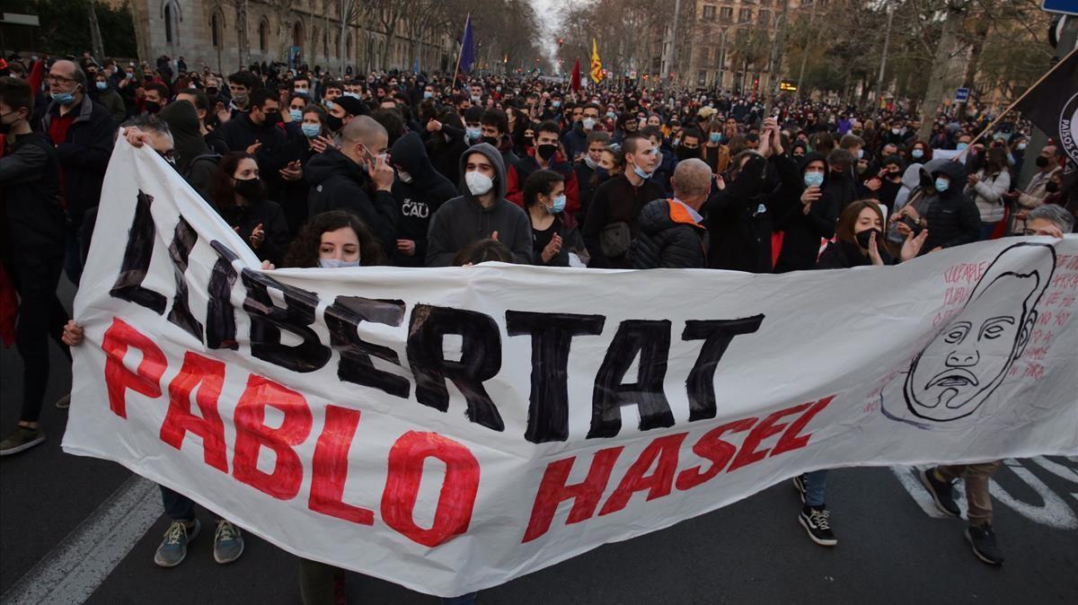 La manifestación de este sábado en Barcelona, en la plaza Universitat