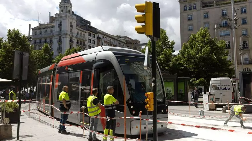 Vídeo | Obras en el tranvía de Zaragoza entre el Coso y Plaza España