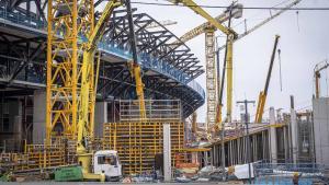 Obras en el Camp Nou durante el pasado mes de abril, en Barcelona.