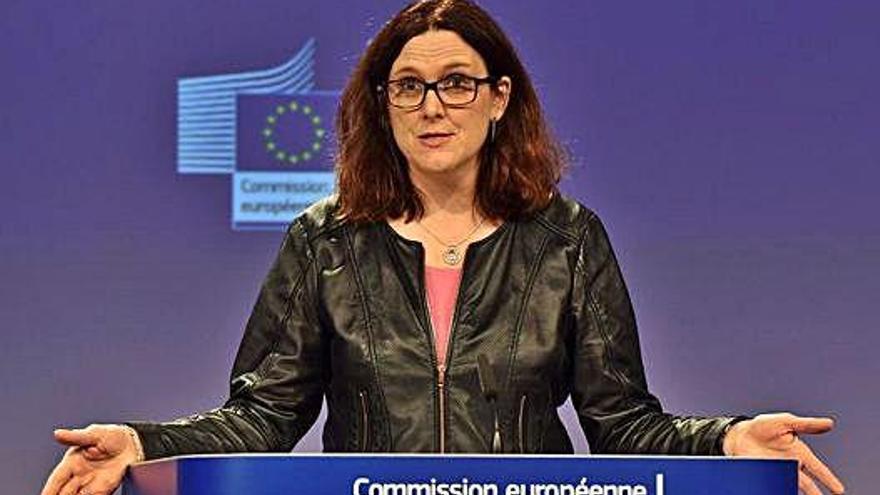 La comissària de Comerç de la UE, Cecilia Malmström, durant una compareixença.