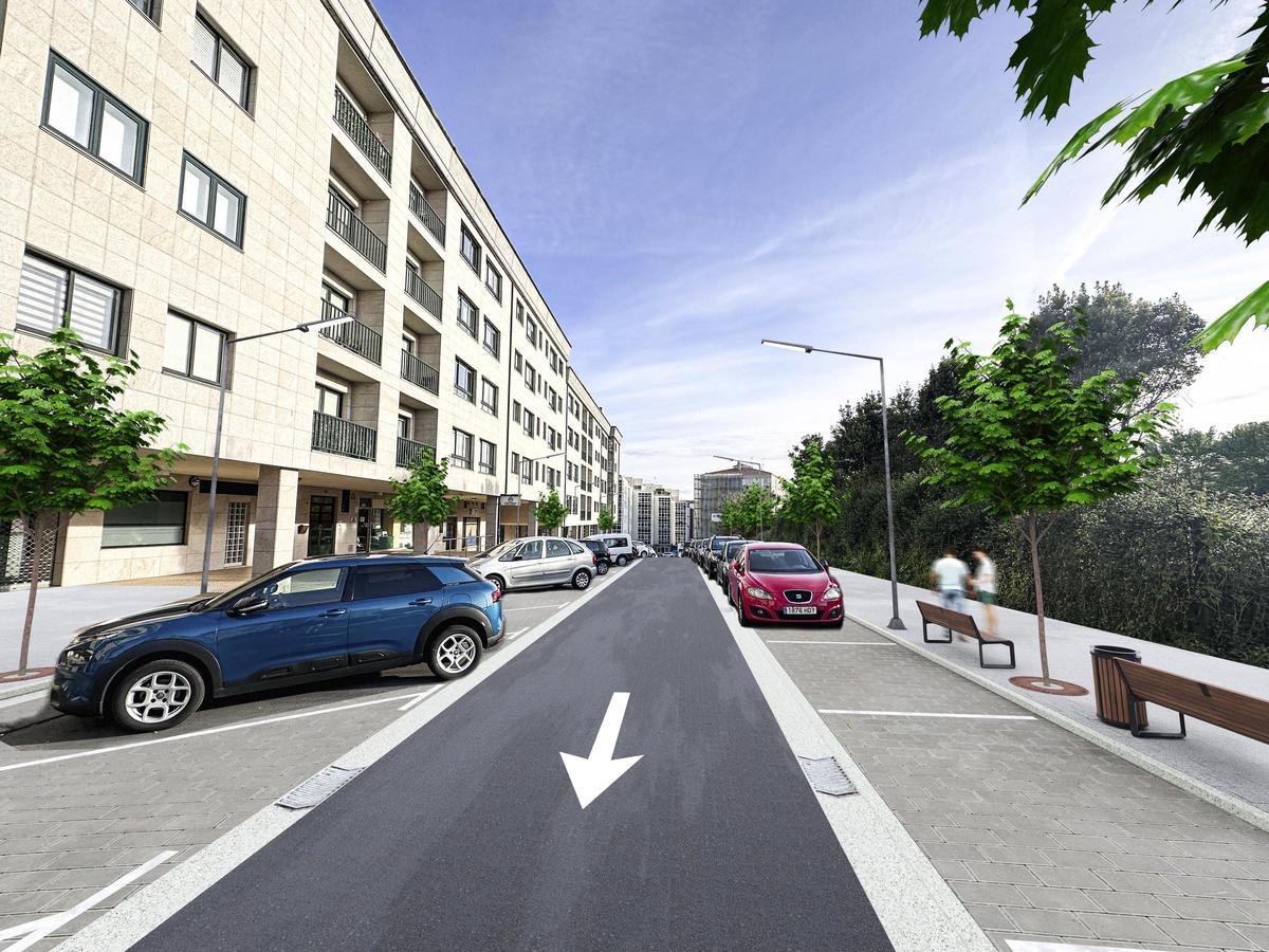 Recreación de la reformada calle Andrés Pan Vieiro, en Culleredo.