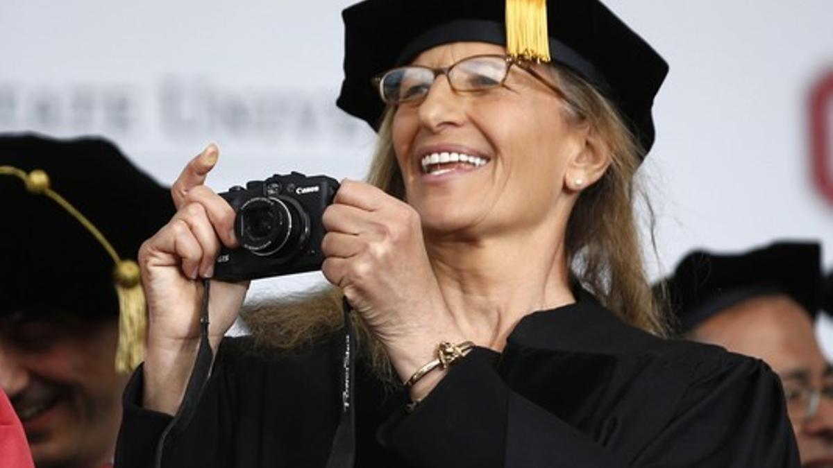 Annie Leibovitz, durante una ceremonia en la Universidad de Ohio, el pasado 5 de mayo.