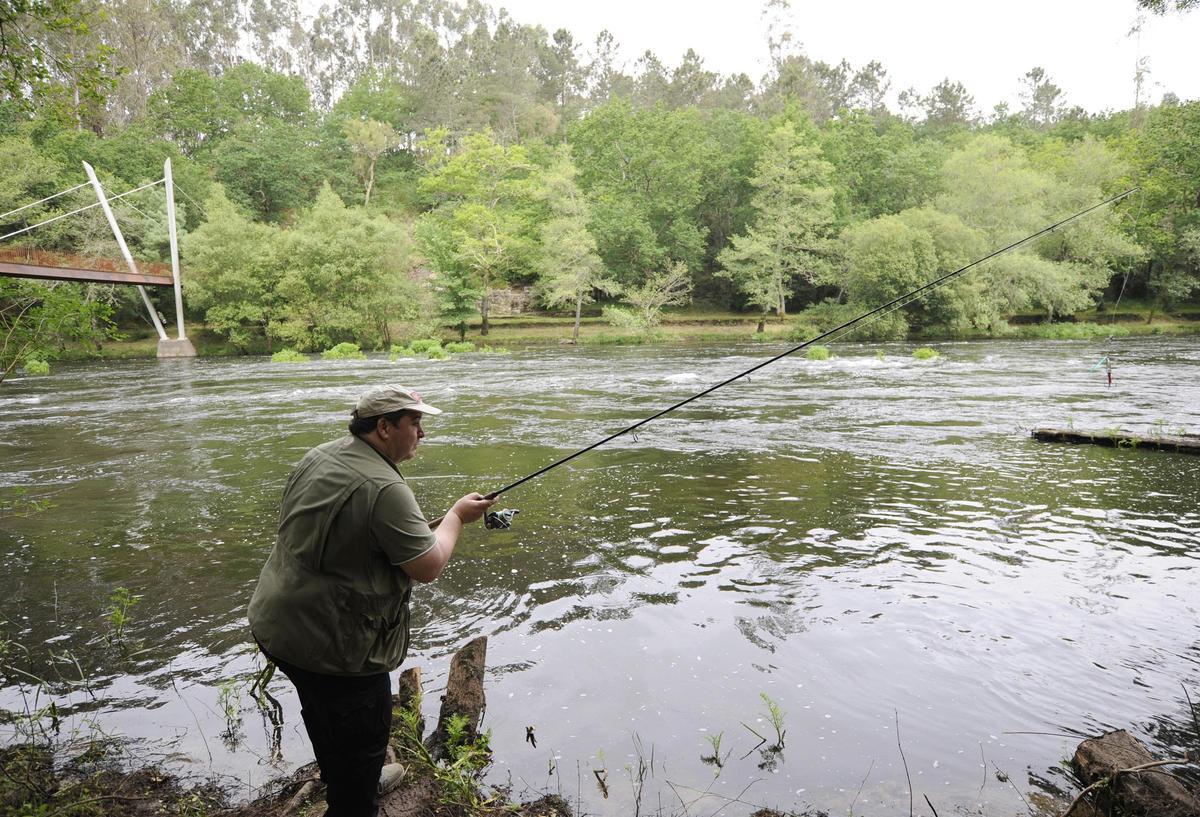 Concurso de pesca del salmón de A Estrada en Ximonde, coto que este año no se autoriza.