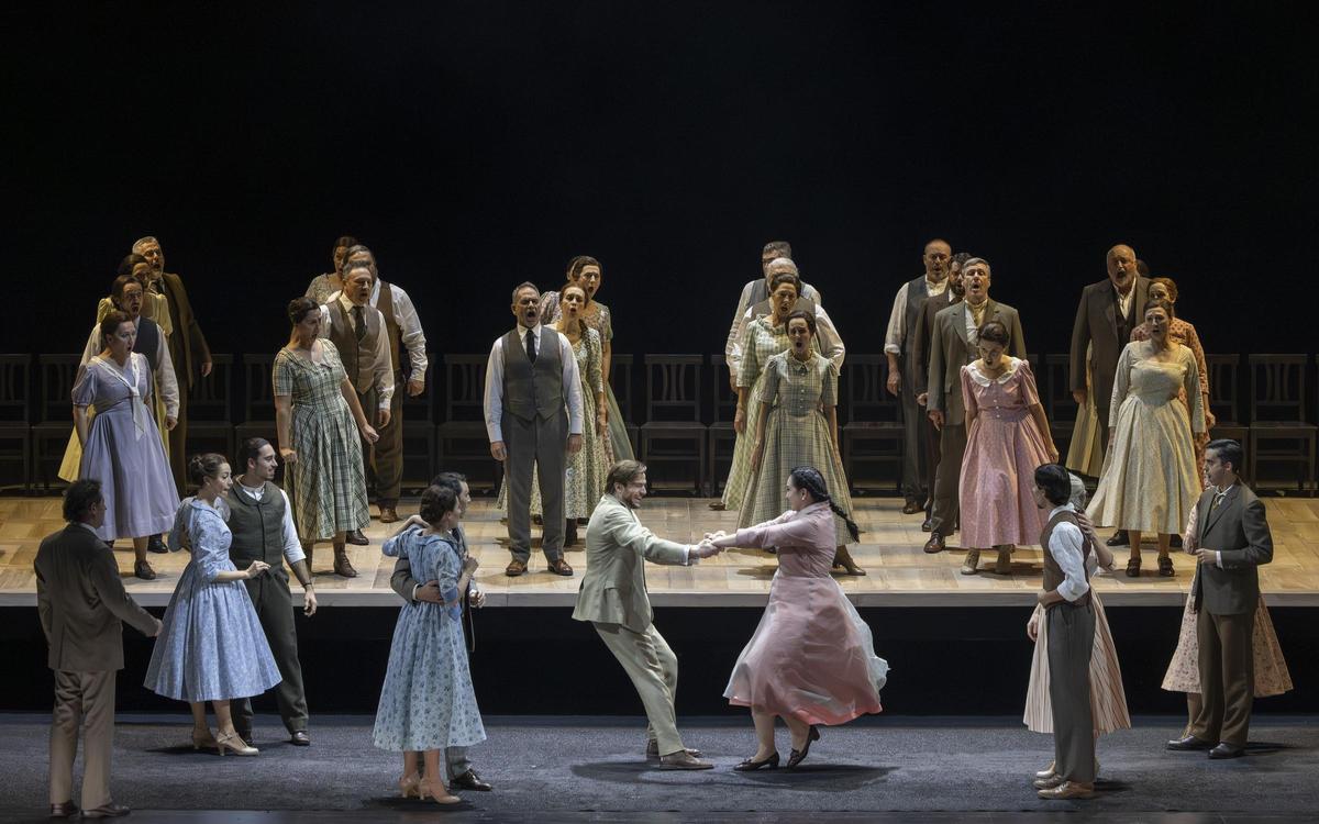 Un momento de la Yevgueni Oneguin, ayer en Les Arts.