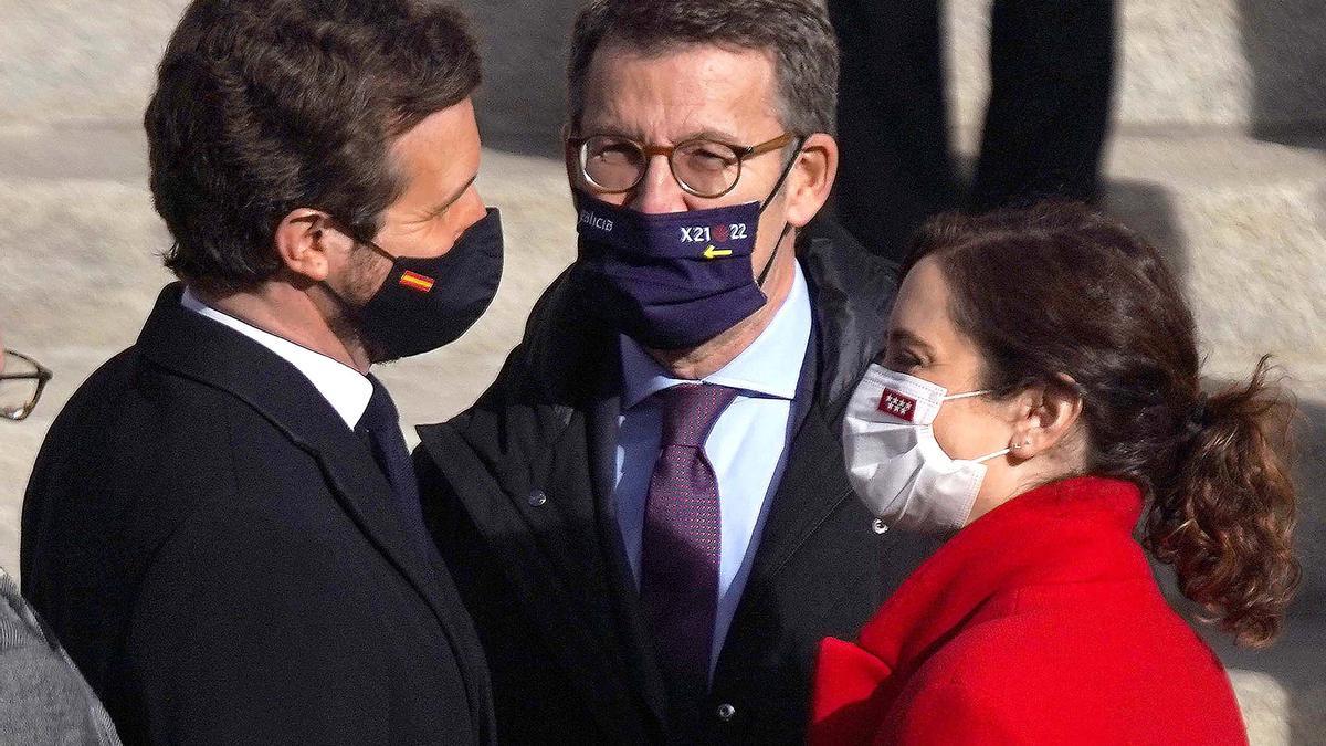 Pablo Casto, Alberto Nuñez Feijoo e Isabel Diaz Ayuso