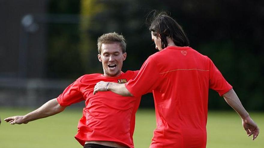 Alexander Hleb, jugador del F.C.Barcelona, durante un entrenamiento.