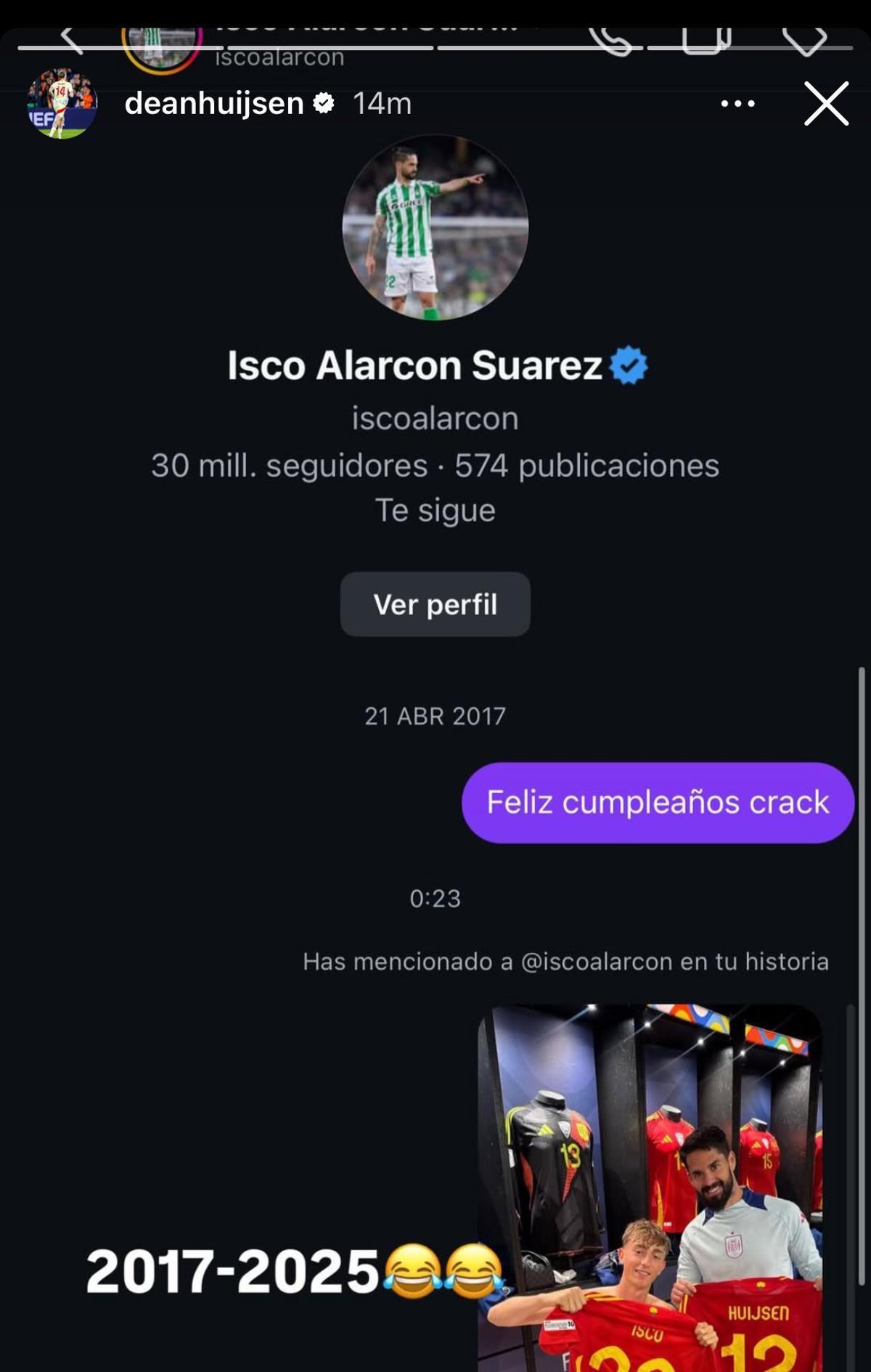 Momento que compartió Huijsen de su relación con Isco.