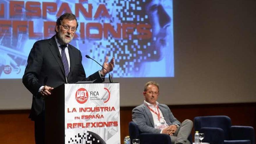 Rajoy, durante su intervención en la jornada organizada por UGT.