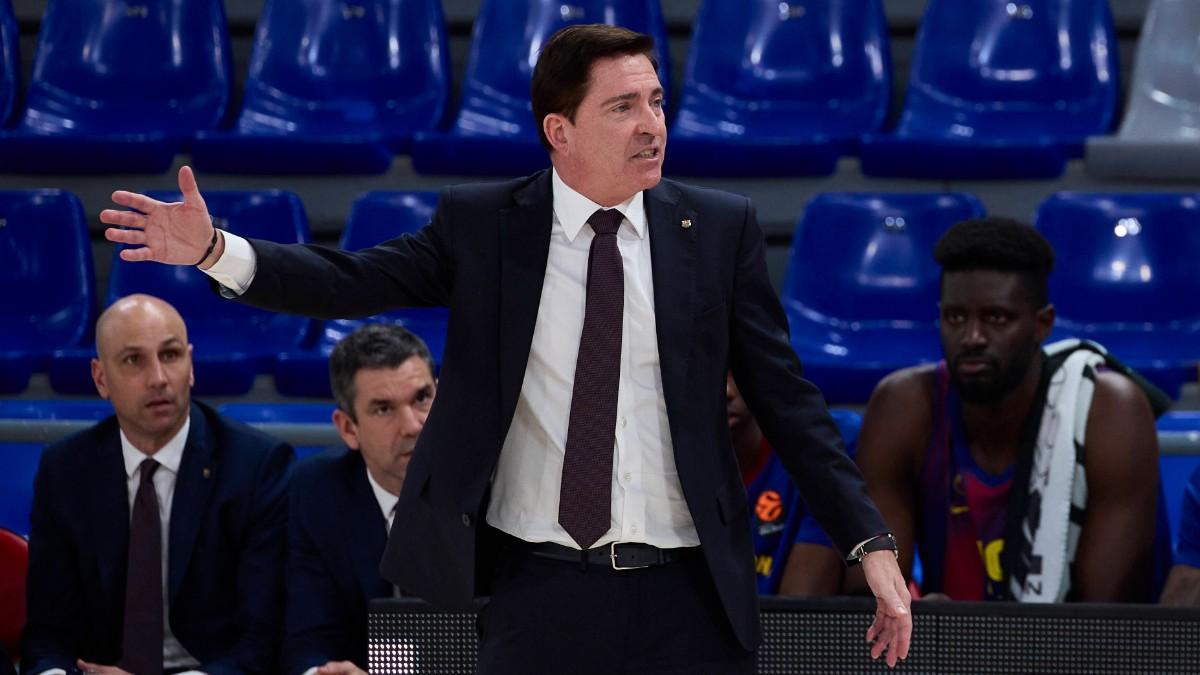 Xavi Pascual, en un partido en el Palau Blaugrana