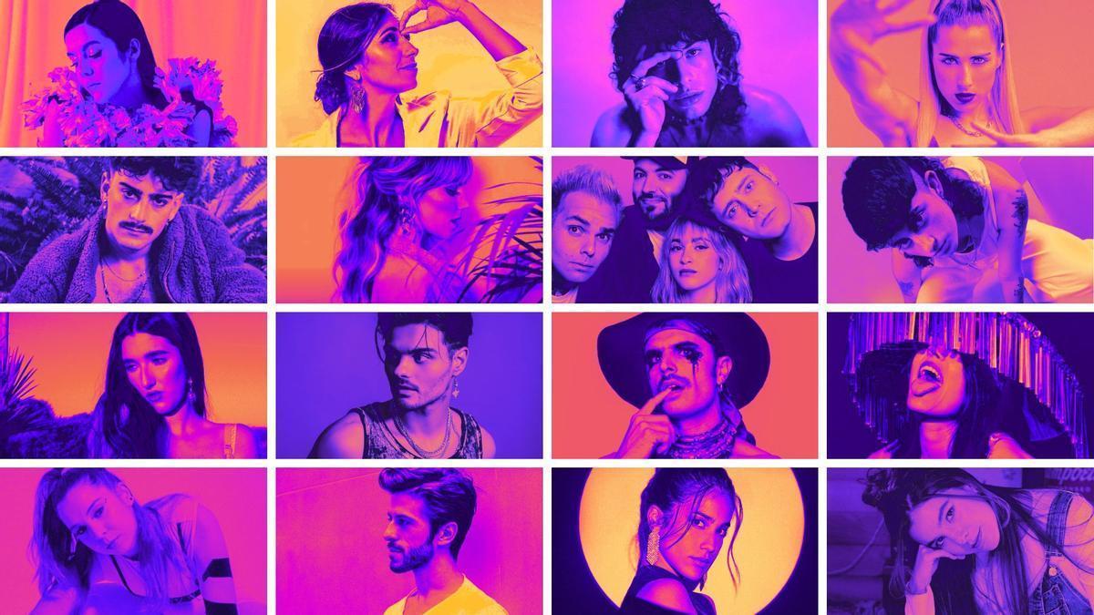 Valeria Castro, María Peláe, Leo Rizzi, Kai Nakai, Triquell, Edurne, La La Love You, Jimena Amarillo, Judeline, Abraham Mateo, Rodrigo Cuevas, Maika Makovski, Colet, Delgado, Julia Medina y Valentina Rico.