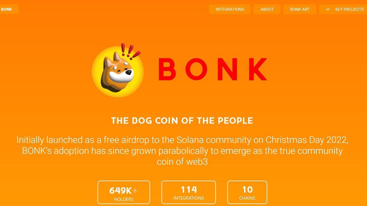 La portada de la web de BONK