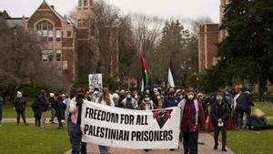 Manifestación estudiantil pro palestina en el campus de la Universidad de Washington