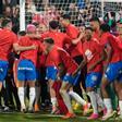 Los jugadores del Girona celebran la clasificación europea