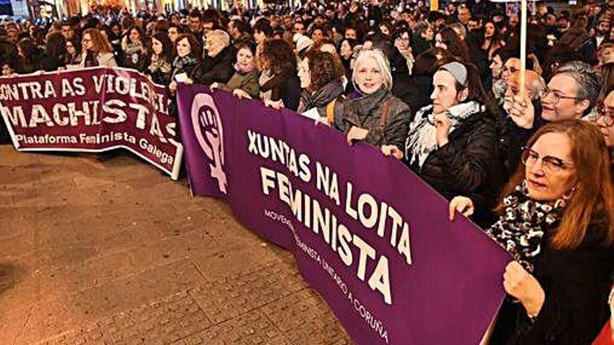 Manifestación en rechazo a la violencia de género en A Coruña.