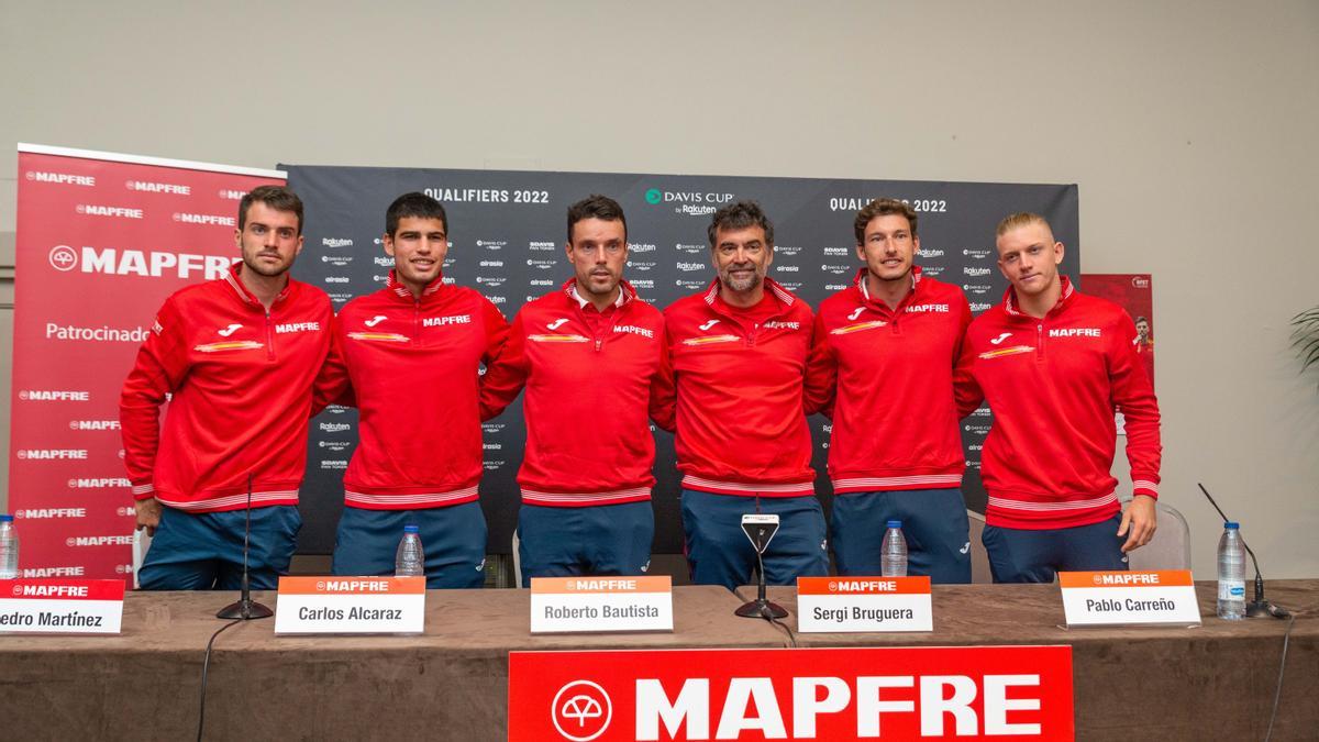 El equipo español de Copa Davis, en la rueda de prensa oficial