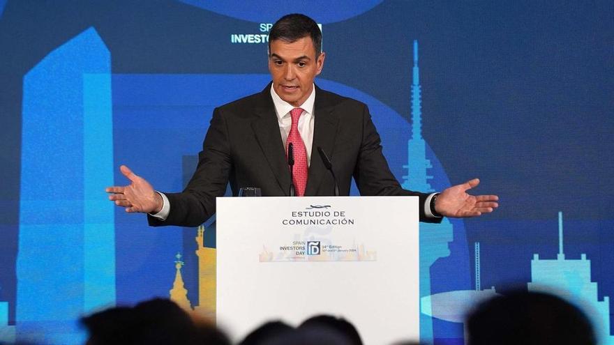 Pedro Sánchez, presidente del Gobierno, durante la clausura de la XIV edición del foro internacional ‘Spain Investors Day’.