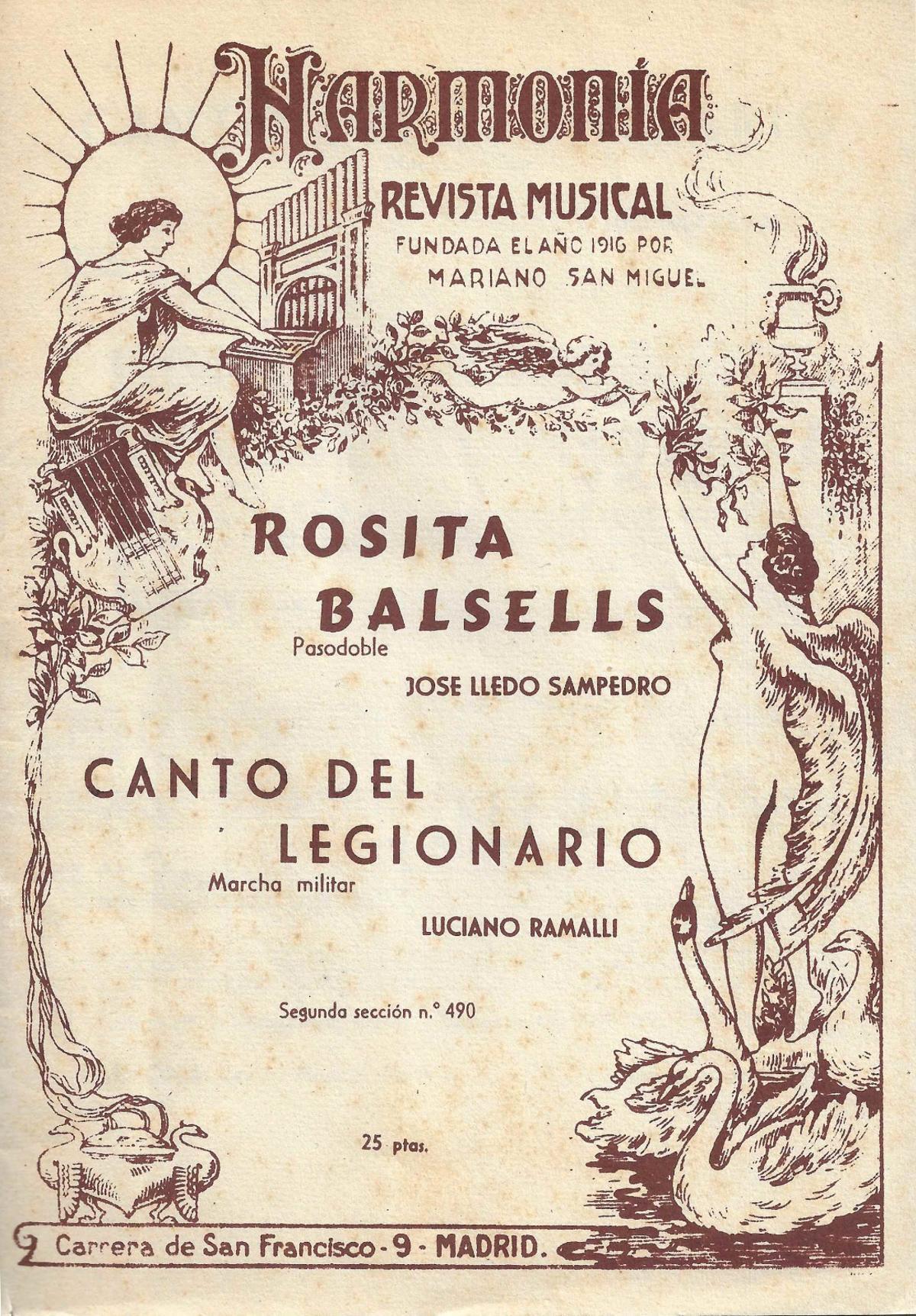 Portada donde se anunciaba el pasodoble.