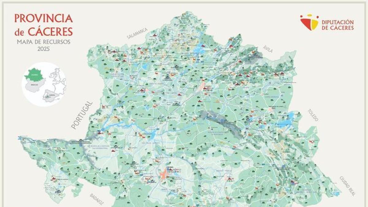 Mapa de Recursos de la provincia de Cáceres.