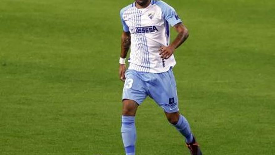 Escassi, durante el partido contra el Sporting en La Rosaleda.