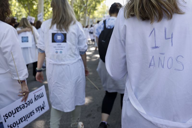 Imagen de archivo de una protesta contra la temporalidad del personal sanitario.